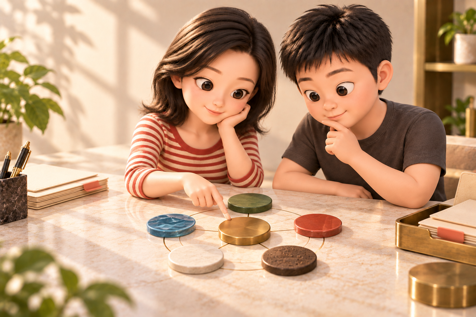 暖色3D人物核对五行材料与命名条件