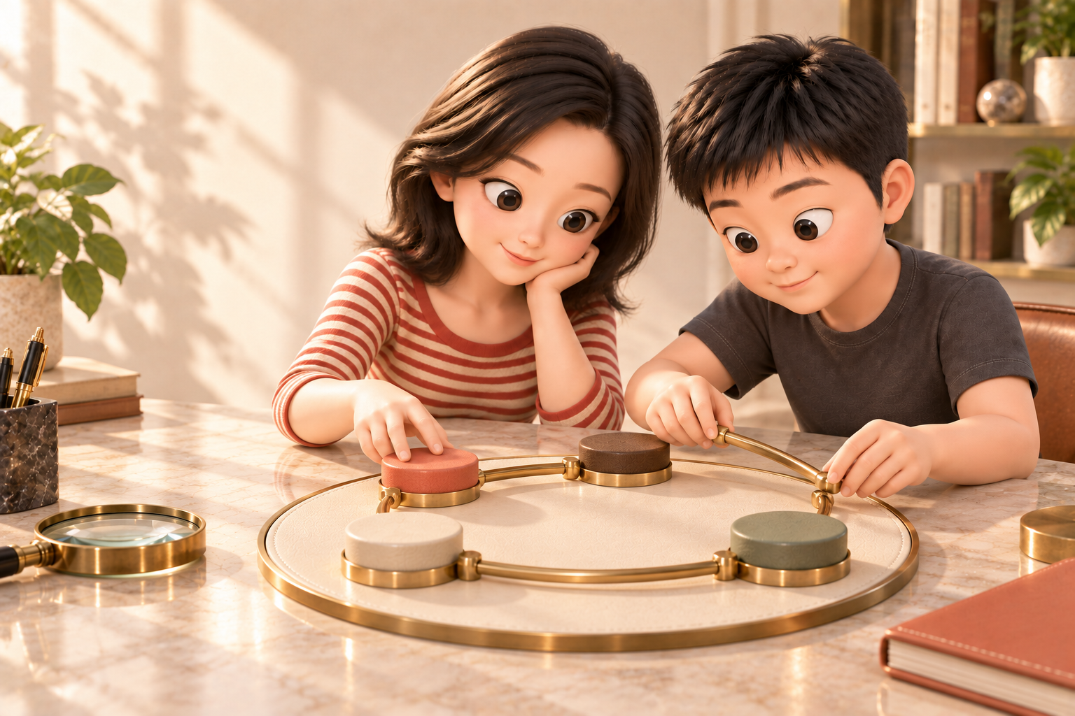 统一暖色3D人物用四个材料节点比较会照关系